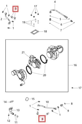 2 PCS VGT Turbo Coolant Line Banjo Connector Screw,Water Inlet Tube Bolt with Sealing Washers Compatible with 2007.5-2023 Dodge Cummins 6.7L 2500 3500 4500 5500 68014997AA 68005451AA in Kuwait