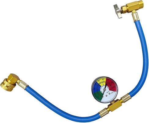R134A Car AC Refrigerant Charge Hose Kit, AC Recharge Hose with Pressure Gauge, 1/2" Can Tap Dispensing Valve & Quick Coupler, Low Pressure Measuring for Car/Home Air Conditioning Refrigerant(19 Inch) in Saudi Arabia
