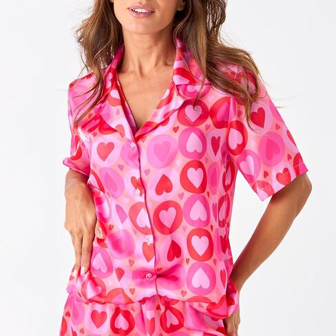 Valentines Pajamas for Women Heart Pajamas Shorts PJs Comfy Button Down Sleepwear Nightwear 2 Piece Sleeping Set 2026 in Saudi Arabia