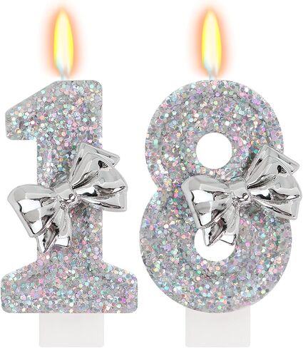 Silver Bow Birthday Candles - Number 10 Candle with Shiny Glitter, Girl Sliver Cake Topper, 10th Birthday Decorations for Girls in Saudi Arabia