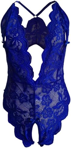 Alluring Adult-Exotic Lingerie – Sexy Floral Lace Bodysuit, Deep V-Neck, Backless & Crotchless Design, Women's Underwear in Saudi Arabia