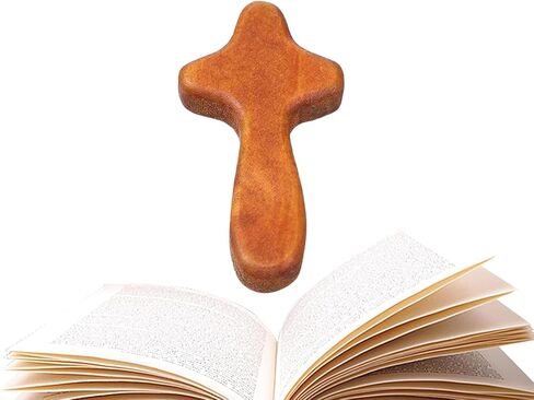 Tangseajiao 1 Pc 2.34" Small Wooden Crosses, Hand Held Prayer Comfort Crosses, Christian Church Gifts Mini Holding Crucifix for Christmas in Kuwait