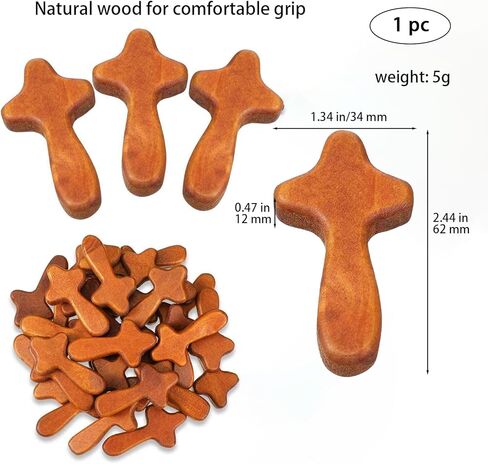 Tangseajiao 1 Pc 2.34" Small Wooden Crosses, Hand Held Prayer Comfort Crosses, Christian Church Gifts Mini Holding Crucifix for Christmas in Kuwait