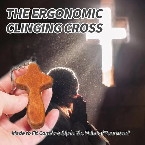 Tangseajiao 1 Pc 2.34" Small Wooden Crosses, Hand Held Prayer Comfort Crosses, Christian Church Gifts Mini Holding Crucifix for Christmas in Kuwait