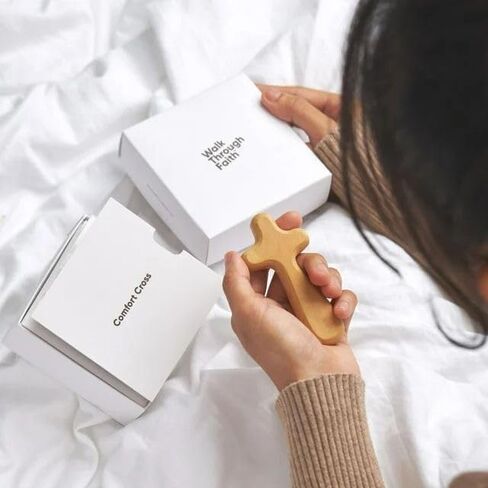 Tangseajiao 1 Pc 2.34" Small Wooden Crosses, Hand Held Prayer Comfort Crosses, Christian Church Gifts Mini Holding Crucifix for Christmas in Kuwait