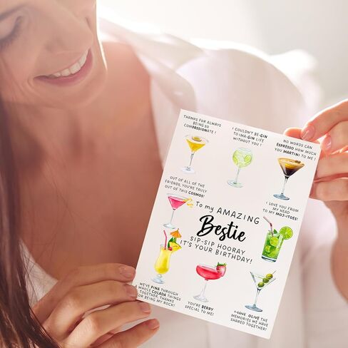 Cocktail Birthday Card for Best Friend–Funny and Cute Greeting Card for Women Bestie or Friend–Friendship Birthday Card for Her–Birthday Gift Card Alternative for Girls Night or BFF Surprise (Type-A) in Saudi Arabia