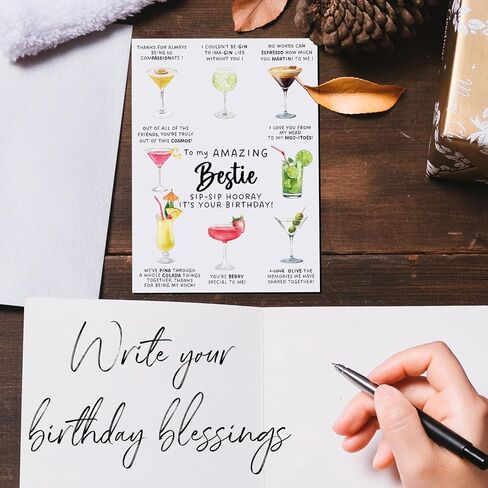 Cocktail Birthday Card for Best Friend–Funny and Cute Greeting Card for Women Bestie or Friend–Friendship Birthday Card for Her–Birthday Gift Card Alternative for Girls Night or BFF Surprise (Type-A) in Saudi Arabia