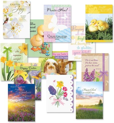 Current Deluxe Joy Religious Easter Cards Set - Pack of 8, Easter Cards Assortment for Kids & Adults With White Envelopes, 4 Design Prints, Large 5" x 7" Greetings in Saudi Arabia