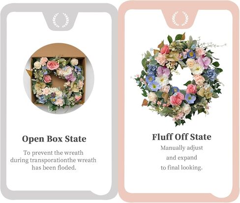 22" Artificial Flower Wreath, Colorful Spring/Summer Floral Wreaths with Roses Orchid Gardenia Hydrangea for Front Door Wall Window Holiday Festival Party Banquet Wedding Decor in Saudi Arabia