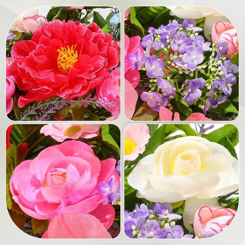 إكليل الربيع للباب الأمامي 24 بوصة، أكاليل الصيف مع الفاوانيا الكبيرة لديكور المنزل وعيد الفصح الداخلي والخارجي واحتفالات الزفاف in Kuwait