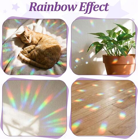 61 Pcs Sun Catcher Stickers, Anti-Collision Window Decals Star Moon Window Clings Star Moon Rainbow Prismatic Decals Non-Adhesive Reusable in Saudi Arabia