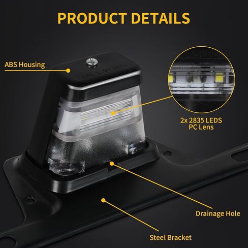 LED License Plate Light with Steel Bracket, Waterproof 12V Universal Trailer Tag Lamp for Truck RV Boat Utility Vehicle Semi Truck, DOT Compliant, ABS Housing, Submersible Design in Saudi Arabia