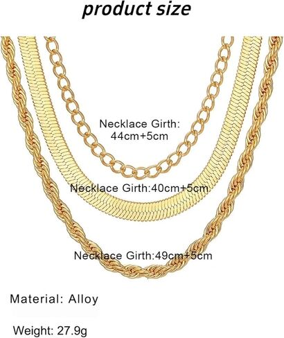 Gold Necklace Stack for Women, Non-Tarnish Layered Gold Choker & Chain Set, Dainty Layering Rope Cuban Necklaces Trendy Jewelry Gift in Saudi Arabia