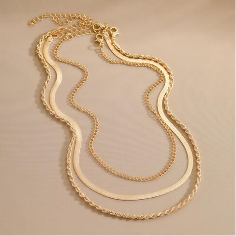Gold Necklace Stack for Women, Non-Tarnish Layered Gold Choker & Chain Set, Dainty Layering Rope Cuban Necklaces Trendy Jewelry Gift in Saudi Arabia