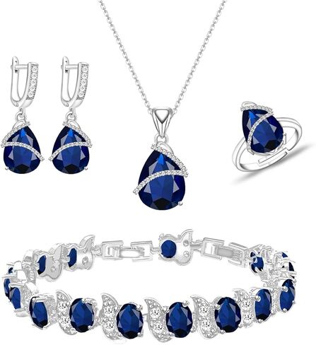 مجموعة مجوهرات الزفاف LMXXVJ للنساء، مجموعة أقراط وقلادة وسوار ومجموعة مجوهرات لعيد الأم وعيد الميلاد وعيد الشكر هدية للأم/الزوجة in Kuwait