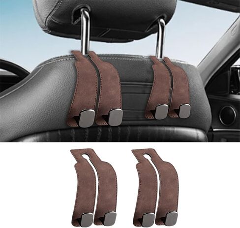 2Pack Car Seat Headrest Hooks - Double Hook Design for Handbags, Purses, Bags,Car Purse Hook,Car Accessories for Women(Brown) in Saudi Arabia