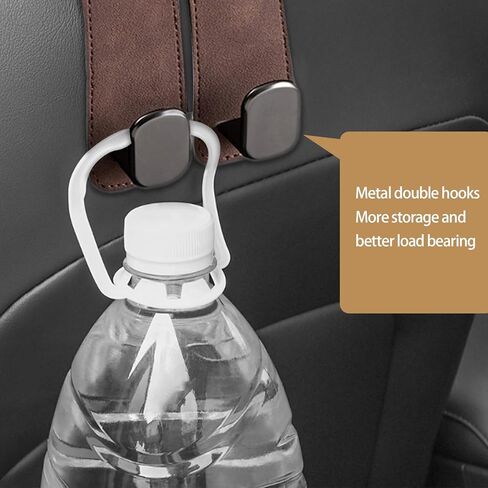 2Pack Car Seat Headrest Hooks - Double Hook Design for Handbags, Purses, Bags,Car Purse Hook,Car Accessories for Women(Brown) in Saudi Arabia