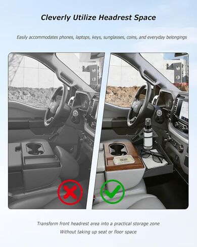 صينية مسند الرأس لتنظيم وحدة التحكم المركزية الأمامية متوافقة مع Ford F150 F250 F350 F450 F550 F650 2011-2025، ملحقات تخزين منظم العملات المعدنية لوحدة التحكم المركزية للشاحنة، مقعد القفز فقط in Kuwait