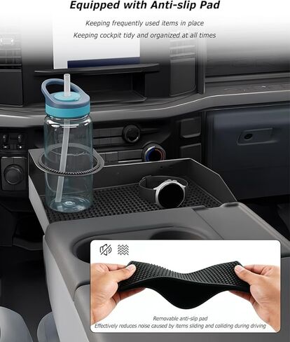 صينية مسند الرأس لتنظيم وحدة التحكم المركزية الأمامية متوافقة مع Ford F150 F250 F350 F450 F550 F650 2011-2025، ملحقات تخزين منظم العملات المعدنية لوحدة التحكم المركزية للشاحنة، مقعد القفز فقط in Kuwait