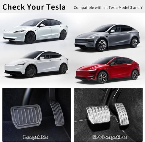 Performance Pedal Pads Cover Foot Aluminum Non-Slip Pedals Compatible With Tesla Model Y(Juniper) Model 3(Highland) and Tesla Model 3/Y 2017-2026 in Saudi Arabia