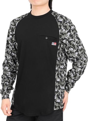 BOCOMAL FR Shirts Crewneck 5.5oz Lightweight Cotton Paisley Camo Two-Tone Flame Resistant Long Sleeve CAT2 Work Shirt in Saudi Arabia