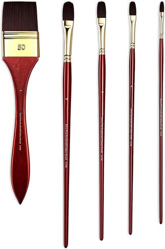 rubens Acrylic Paint Brushes, 5 Pcs Professional Paint Brushes Set, Long Wooden Handles Artist Series Brushes Nylon Bristles with Wide Flat, Flat, Round for Acrylic Oil Gouache Watercolor Painting in Saudi Arabia