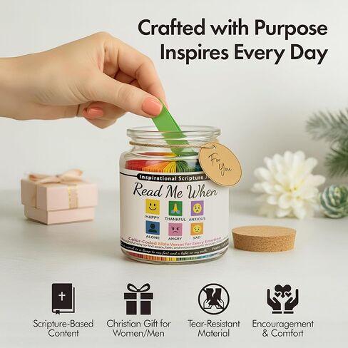 اقرأني عندما جرة آيات الكتاب المقدس للتشجيع اليومي، جرة الكتاب المقدس 96 لونًا مرمزة للعواطف والمشاعر، هدايا دينية ملهمة للنساء، هدية مسيحية لجميع الأعمار in Kuwait