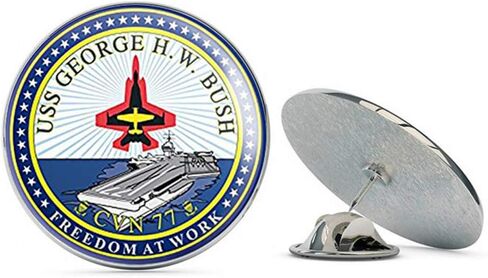 Round U.S.S. George HW Bush Insignia (Seal Logo USS Ship Navy) Metal 0.75" Lapel Hat Pin Tie Tack Pinback in Saudi Arabia