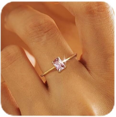 KAERUN الذهب خواتم جوهرة الميلاد للنساء غير تشويه لذيذ 14K مطلية بالذهب خواتم قابلة للتكديس تشيكوسلوفاكيا الزمرد الرغيف الفرنسي خواتم الأحجار الكريمة للأم ابنة عيد ميلاد هدايا المجوهرات اليدوية حجم 6 7 8 9 10 in Kuwait