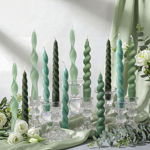 Nuanchu 12 Pcs Easter Spring Spiral Taper Candles Set Pastel Colorful Twisted Wax Candlesticks 7.5 Inch Short Spiral Wax Scented Candles Centerpieces for Wedding Birthday Easter Spring Tea Party Decor in Saudi Arabia