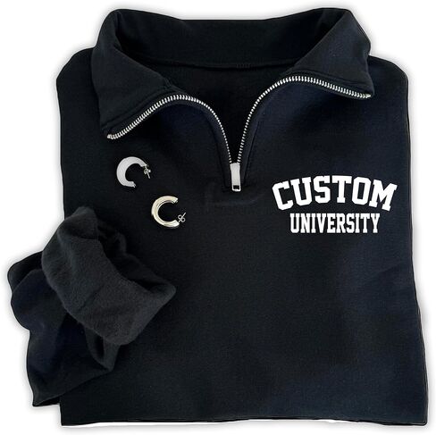 Custom University Quarter Zip Sweatshirt with Embroidered Campus Logo, Personalized College Pullover, Official Spirit Wear, Comfortable University Apparel, Tailored School Fleece in Saudi Arabia