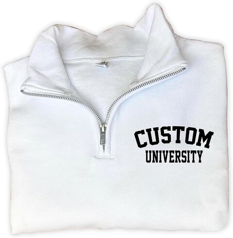 Custom University Quarter Zip Sweatshirt with Embroidered Campus Logo, Personalized College Pullover, Official Spirit Wear, Comfortable University Apparel, Tailored School Fleece in Saudi Arabia