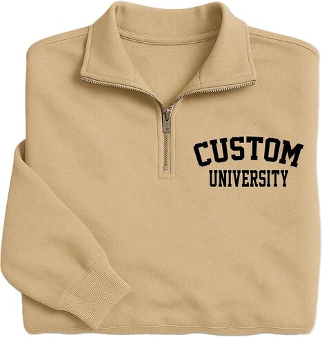Custom University Quarter Zip Sweatshirt with Embroidered Campus Logo, Personalized College Pullover, Official Spirit Wear, Comfortable University Apparel, Tailored School Fleece in Saudi Arabia