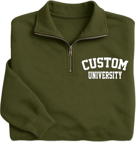 Custom University Quarter Zip Sweatshirt with Embroidered Campus Logo, Personalized College Pullover, Official Spirit Wear, Comfortable University Apparel, Tailored School Fleece in Saudi Arabia