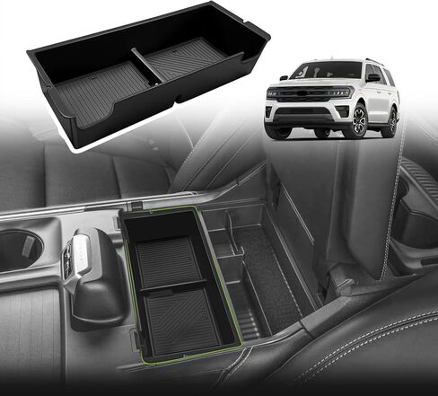 Center Console Organizer Compatible with 2023 2024 Ford F250 F350 F450 Super Duty Accessories Custom Fit Storage Insert Box Divider(Fit with OEM Tray) (Black) in Kuwait