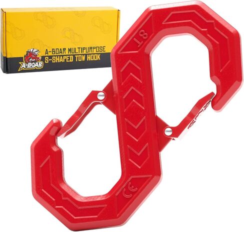 خطاف سحب 3/8 بوصة، خطاف ونش على شكل حرف S، قوة كسر 33.000 رطل، فولاذ مزخرف G80 عالي التحمل، خطاف سحب سهل الفك للونش للشاحنات وسيارات الدفع الرباعي والمركبات الرباعية والمقطورات باللون الأحمر in Kuwait