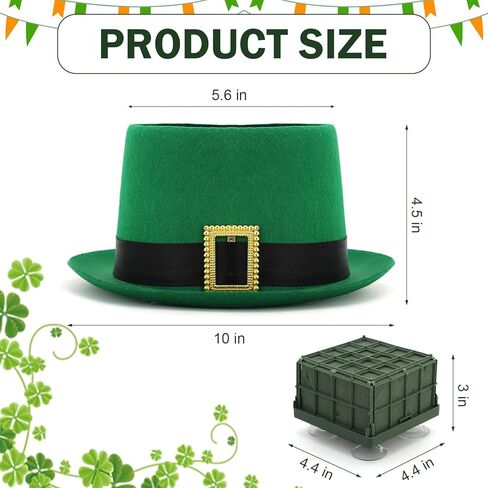 2 حزمة من قبعة عيد القديس باتريك مزهرية للطاولة قطعة مركزية خضراء عالية القبعة مع صندوق طين الزهور وأواني النباتات حاوية ترتيب الزهور لطاولة عيد القديس باتريك ديكور المنزل والحفلات in Kuwait