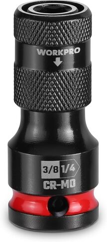 WORKPRO 3/8-inch Square to 1/4-inch Hex Quick Release Impact Socket Adapter and Bit Holder for Ratchet Wrenches, Drivers, Drills - Made from Durable CR-MO Steel in Saudi Arabia
