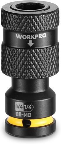 WORKPRO 3/8-inch Square to 1/4-inch Hex Quick Release Impact Socket Adapter and Bit Holder for Ratchet Wrenches, Drivers, Drills - Made from Durable CR-MO Steel in Saudi Arabia