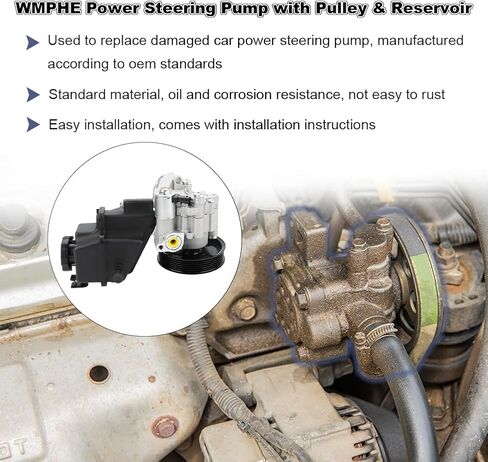 Power Steering Pump with Pulley & Reservoir Compatible with Mercedes-Benz E350 SLK350 2012 2013 2014 2015 2016, Compatible with Mercedes-Benz E400 2015-2018, Replacement for 0064665701, 21-619 in Saudi Arabia