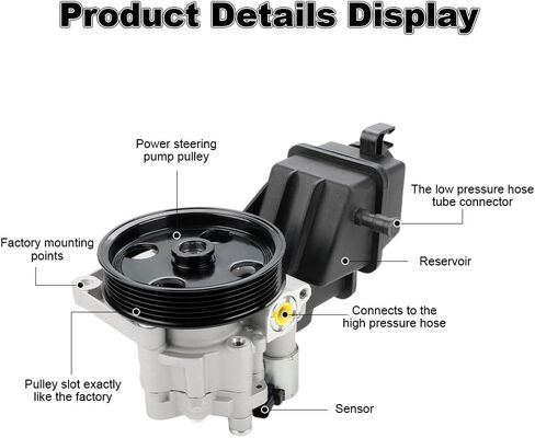 Power Steering Pump with Pulley & Reservoir Compatible with Mercedes-Benz E350 SLK350 2012 2013 2014 2015 2016, Compatible with Mercedes-Benz E400 2015-2018, Replacement for 0064665701, 21-619 in Saudi Arabia