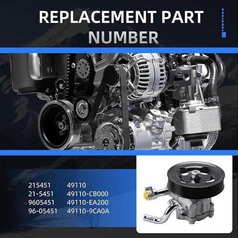 21-5451 Power Steering Pump with Pulley for Nissan Frontier/Pathfinder/Xterra 2005-2019, for Suzuki Equator 2009-2012, 4.0L, Power Assist Pump Replace# 96-05451, 49110-CB000, 49110-EA200 in Saudi Arabia