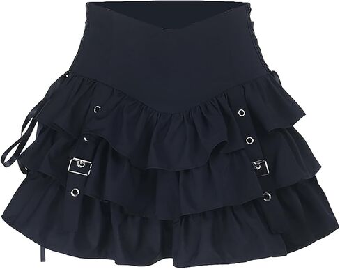 TSMNZMU Womens Gothic Ruffle Skirt - Aesthetic Grunge Puffy Skirts - Dark Punk Layered Mini Skirt in Saudi Arabia