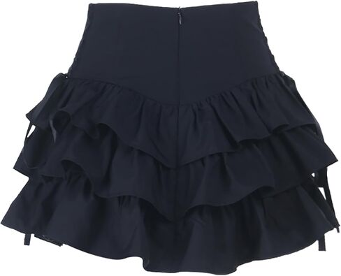 TSMNZMU Womens Gothic Ruffle Skirt - Aesthetic Grunge Puffy Skirts - Dark Punk Layered Mini Skirt in Saudi Arabia