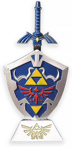 مستوحاة من Legend of Zelda - فتاحة حروف Master Sword باللون الأزرق مقاس 6.3 بوصة وحلية درع Hylian من Link، PVC، مثالية لمجموعة محبي ألعاب Zelda، عرض زخرفي وهدية فريدة in Kuwait