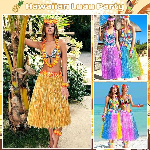 5 قطعة تنورة العشب حولا هاواي للنساء ملابس Luau للنساء تنانير العشب لحفلة Luau الاستوائية in Kuwait