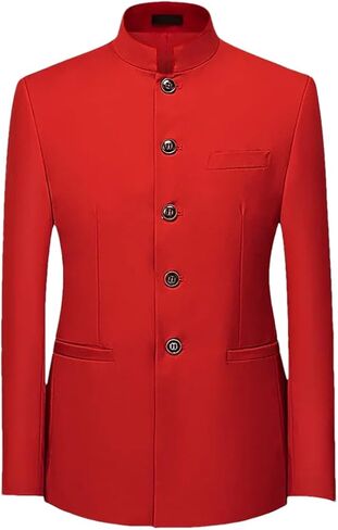 Men's Chinese Stand Collar Blazer Solid Casual Suit Jacket Wedding Business Slim Fit Blazer in Saudi Arabia