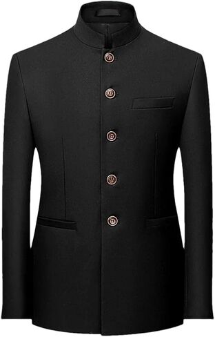 سترة رجالية صينية ذات ياقة واقفة سترة غير رسمية سادة مناسبة لحفلات الزفاف والعمل in Kuwait