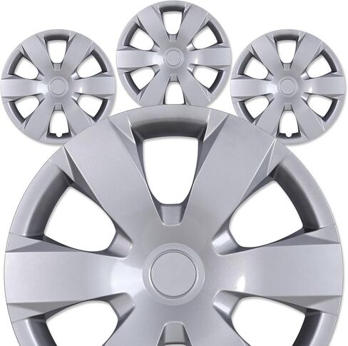 16 Inch Silver Lacquer Hubcaps for 2007-2011 Toyota Camry and Hybrid with Steel Wheels, Set of 4 ABS&PC Material Wheel Rim Cover, Snap-On Design Hub Caps - 16" Silver Lacquer 4-Pack in Saudi Arabia