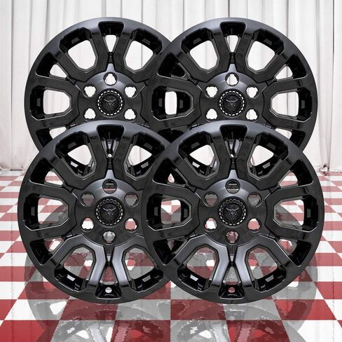 Set of 4 Gloss Black 6 Dbl Spoke 18" Wheel Skins for GMC Sierra 1500 SLE 2014-18 in Saudi Arabia